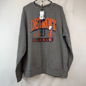 Size XL CSA Detroit Tigers MLB Classic Arch Fleece Crew Sweatshirt NWT Gray